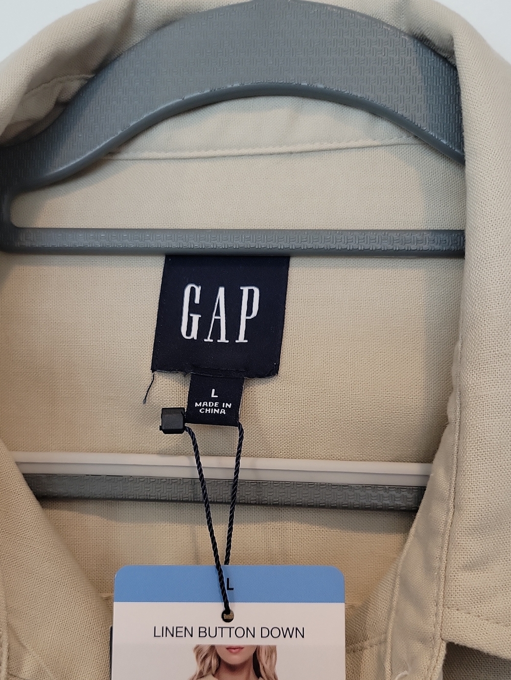 Gap Women's Linen Blend Button Down Khaki Shirt In Large NWT - Picture 7 of 11
